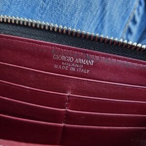 Giorgio Armani Deep Burgundy Leather Cardholder Wallet